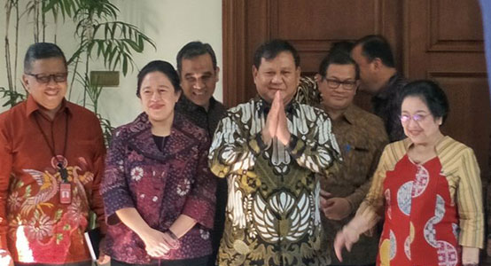 Prabowo Subijanto wearing a Garuda Indonesia Batik